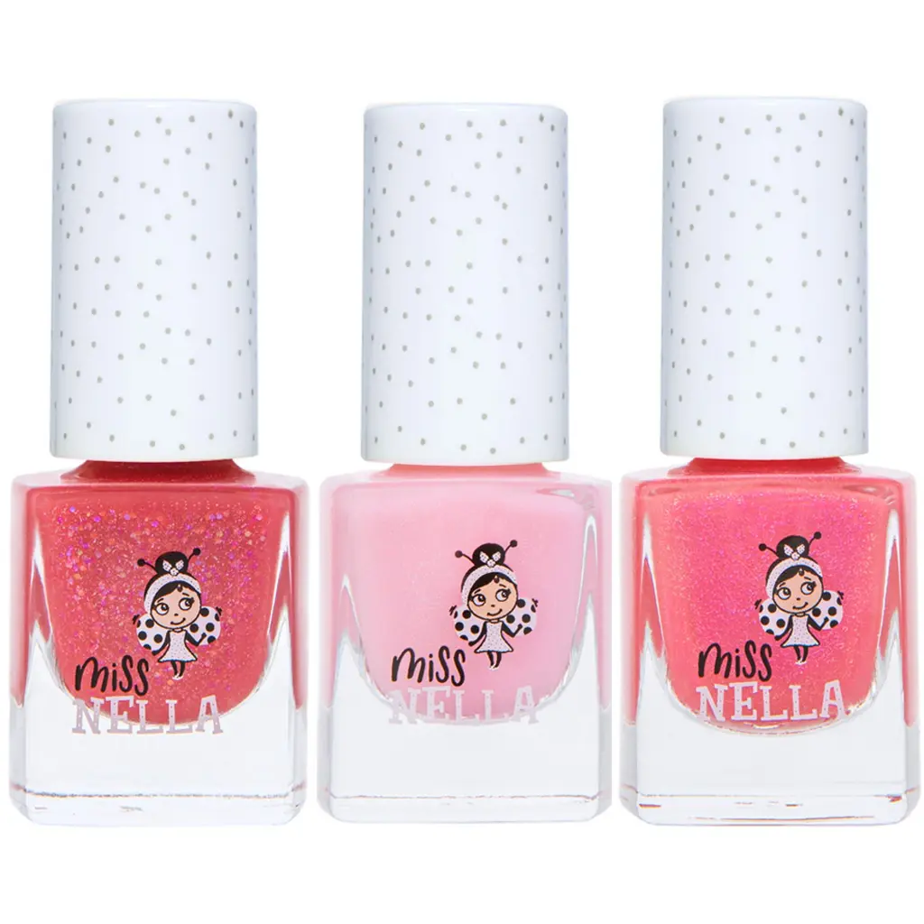 Miss Nella Nail Polish 3-Pack - Pink Glitter Attack