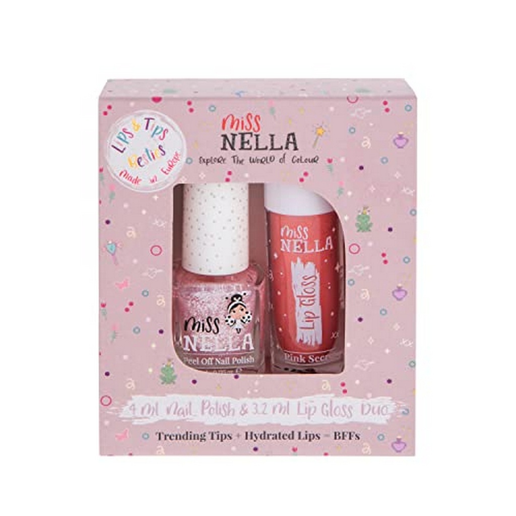Miss Nella Lips & Tips Duo Lip Gloss - Pink Secret  & Nail Polish