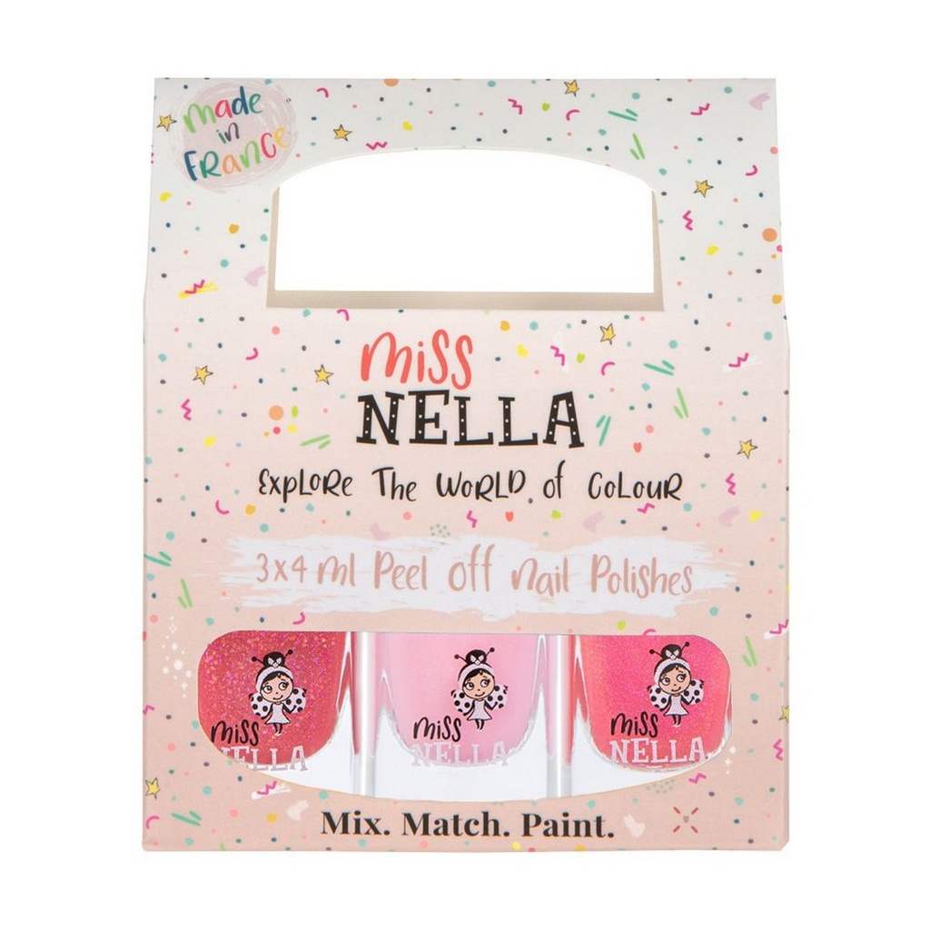 Miss Nella Nail Polish 3-Pack - Pink Glitter Attack