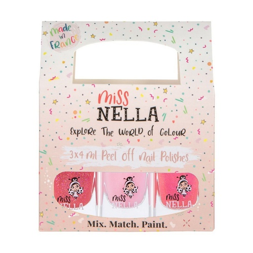 [MN-00077] Miss Nella Nail Polish 3-Pack - Pink Glitter Attack